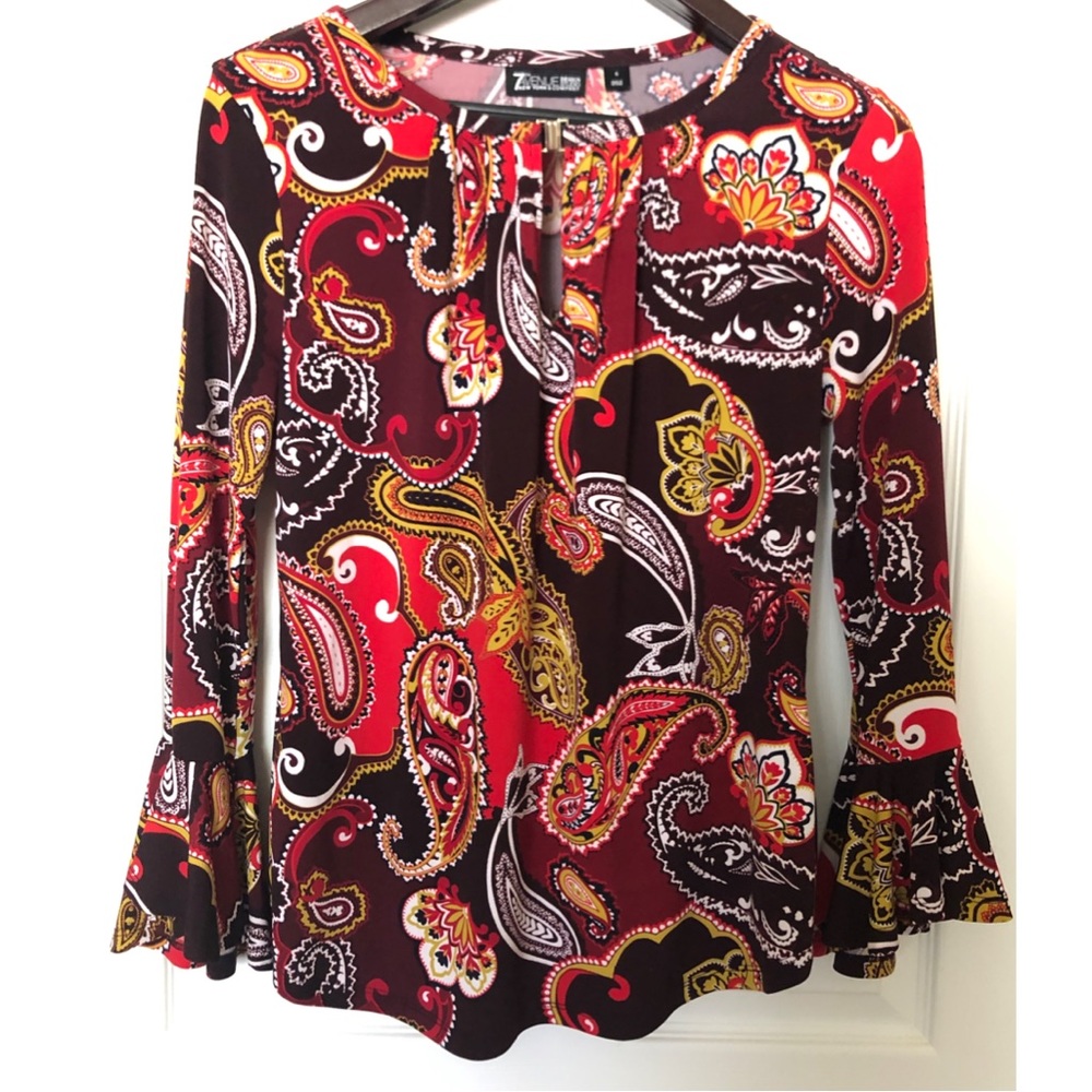 Retro Paisley Bell Sleeve Blouse NY & Co.